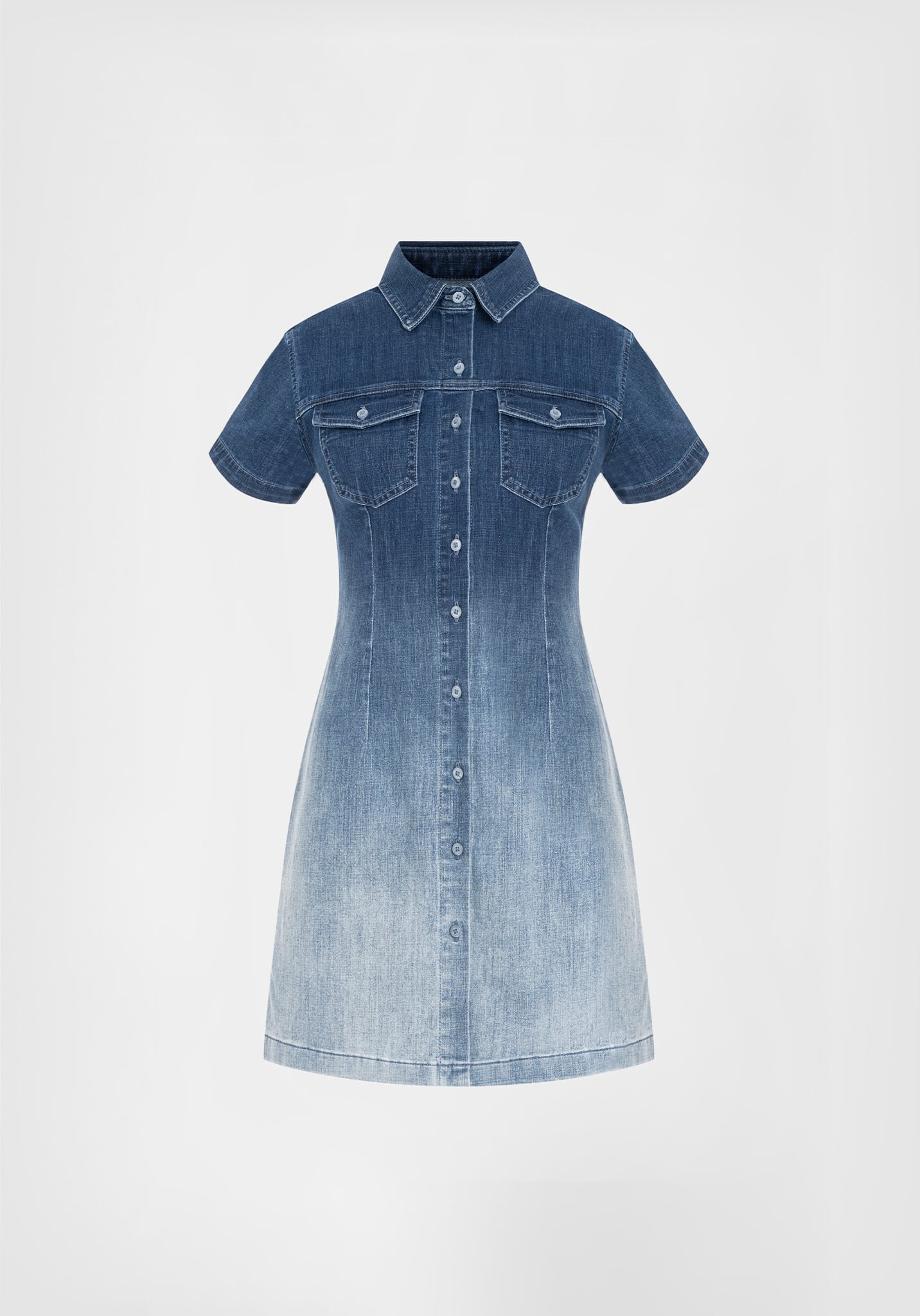 ĐẦM SƠ MI DENIM NGẮN TAY OMBRE FORM A