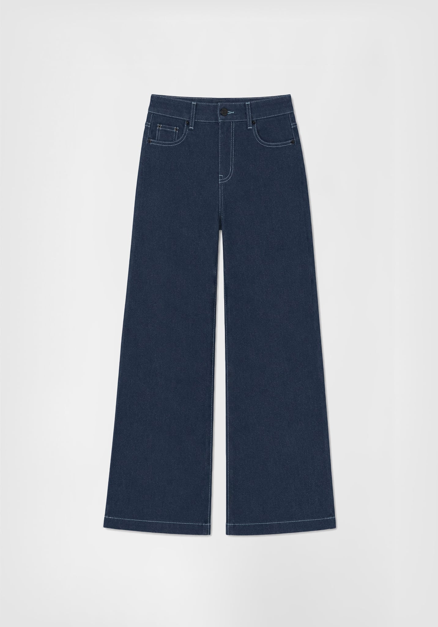 QUẦN DÀI NỮ DENIM DÁNG WIDELEG MÀU XANH ĐẬM