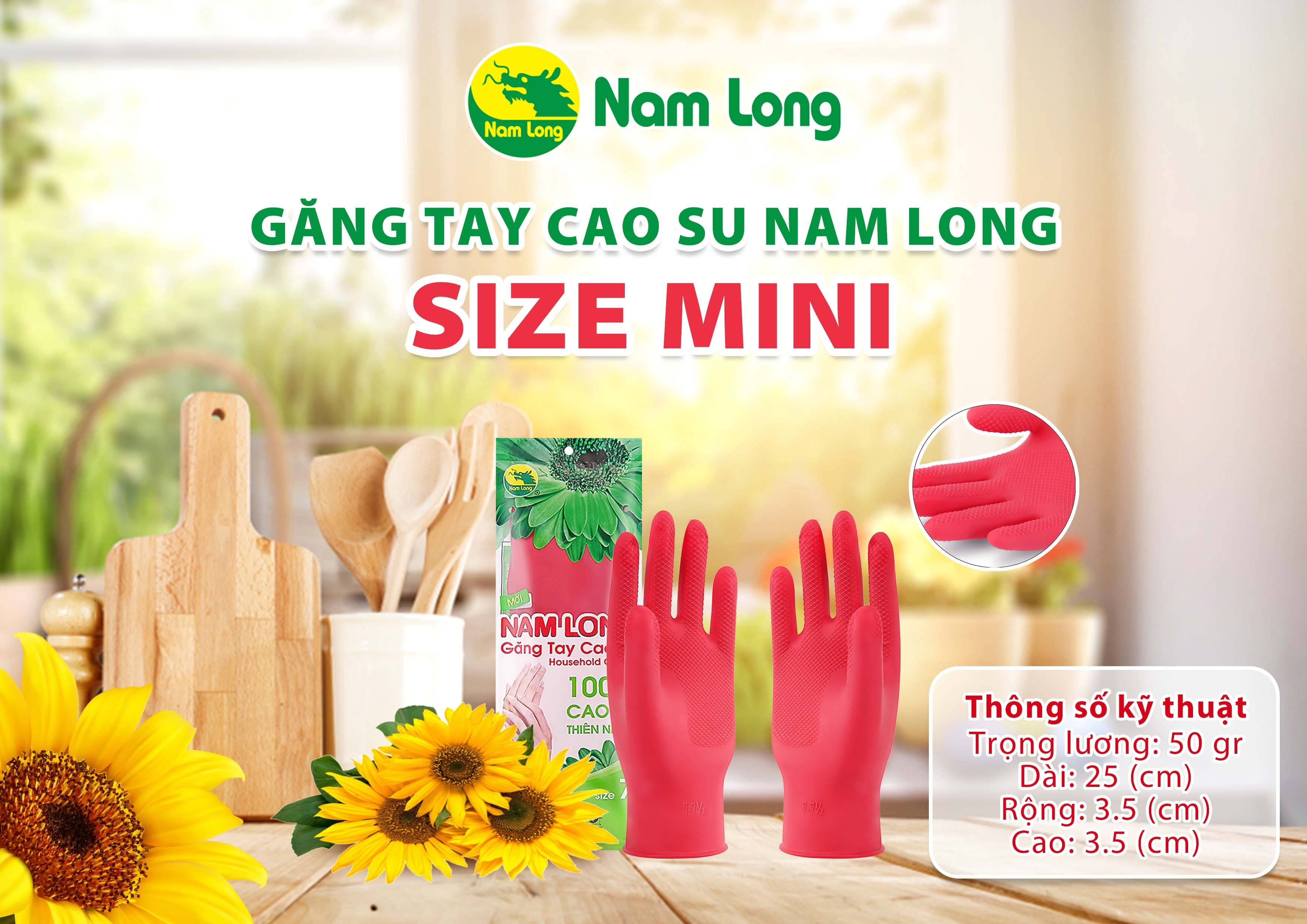 Găng tay cao su rửa chén Nam Long size Mini 7