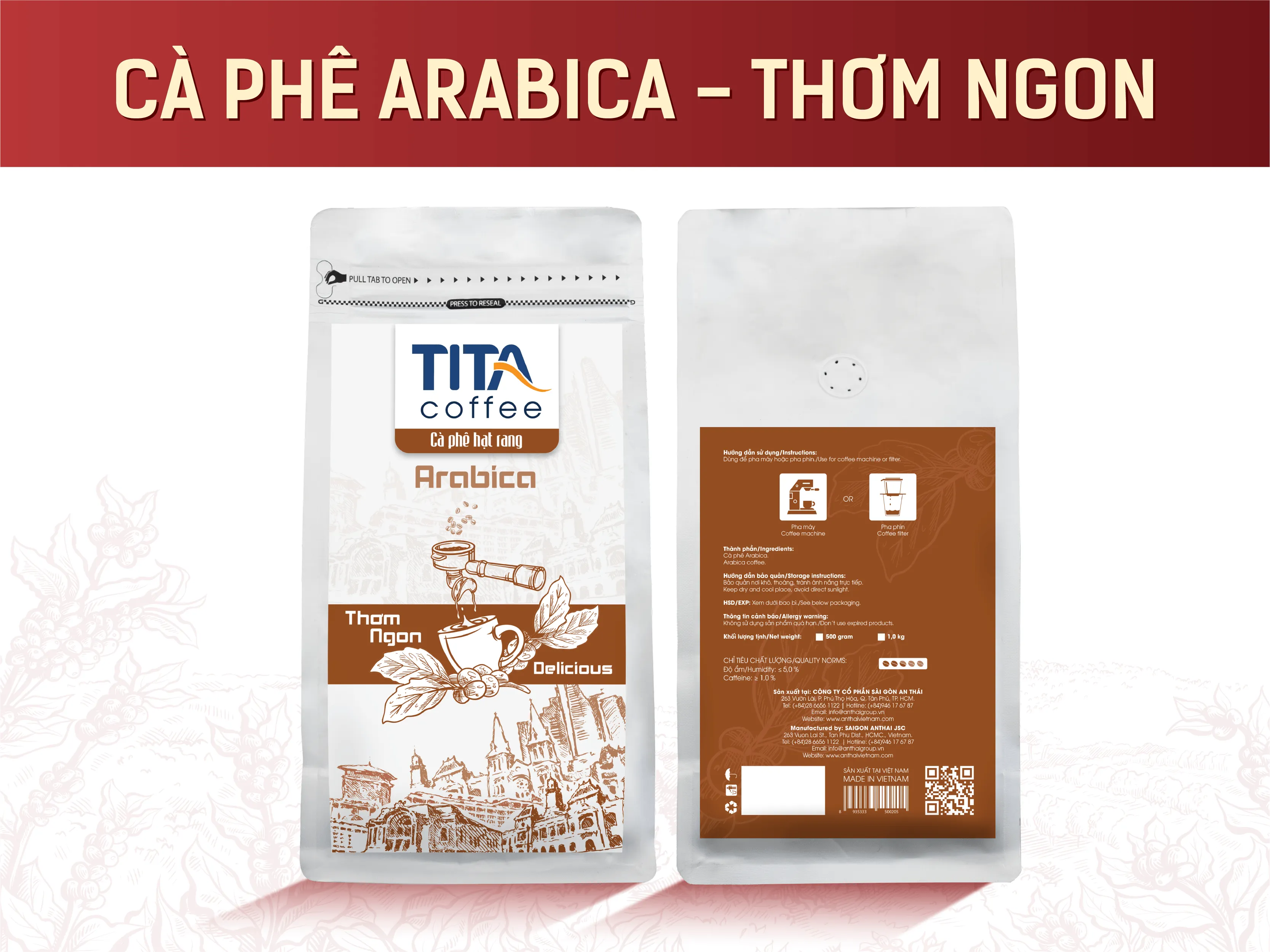 Cà phê Tita - Cà phê hạt rang Arabica thơm ngon