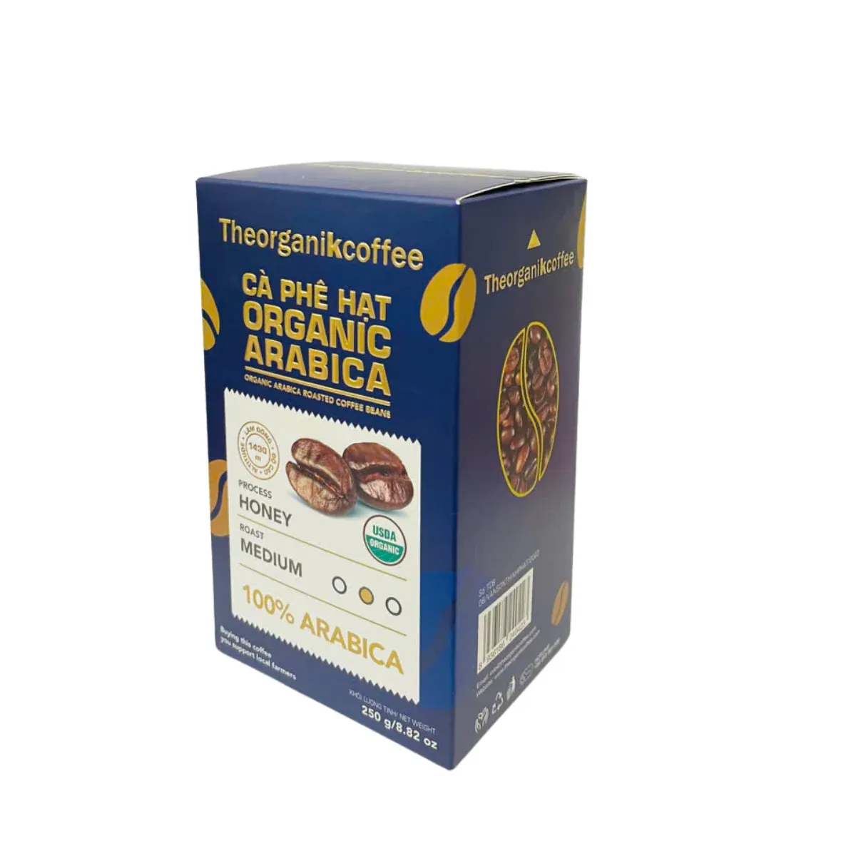 Cà phê rang nguyên hạt Arabica hữu cơ