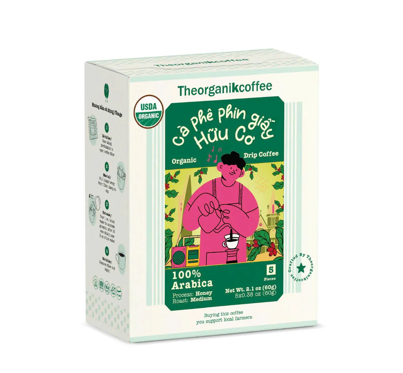 Cà phê pha phin hữu cơ 100% Arabica