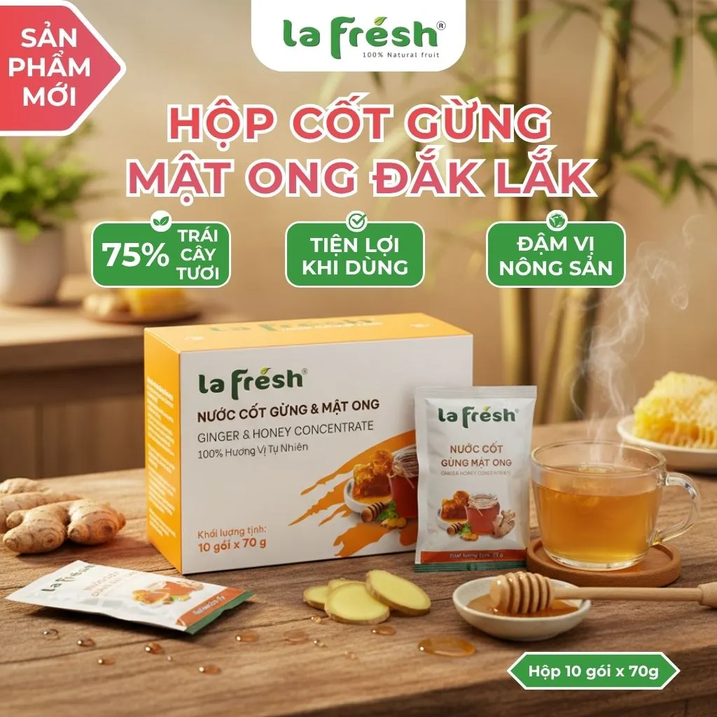 Nước cốt Gừng Mật ong - Hộp 10 gói x 70g