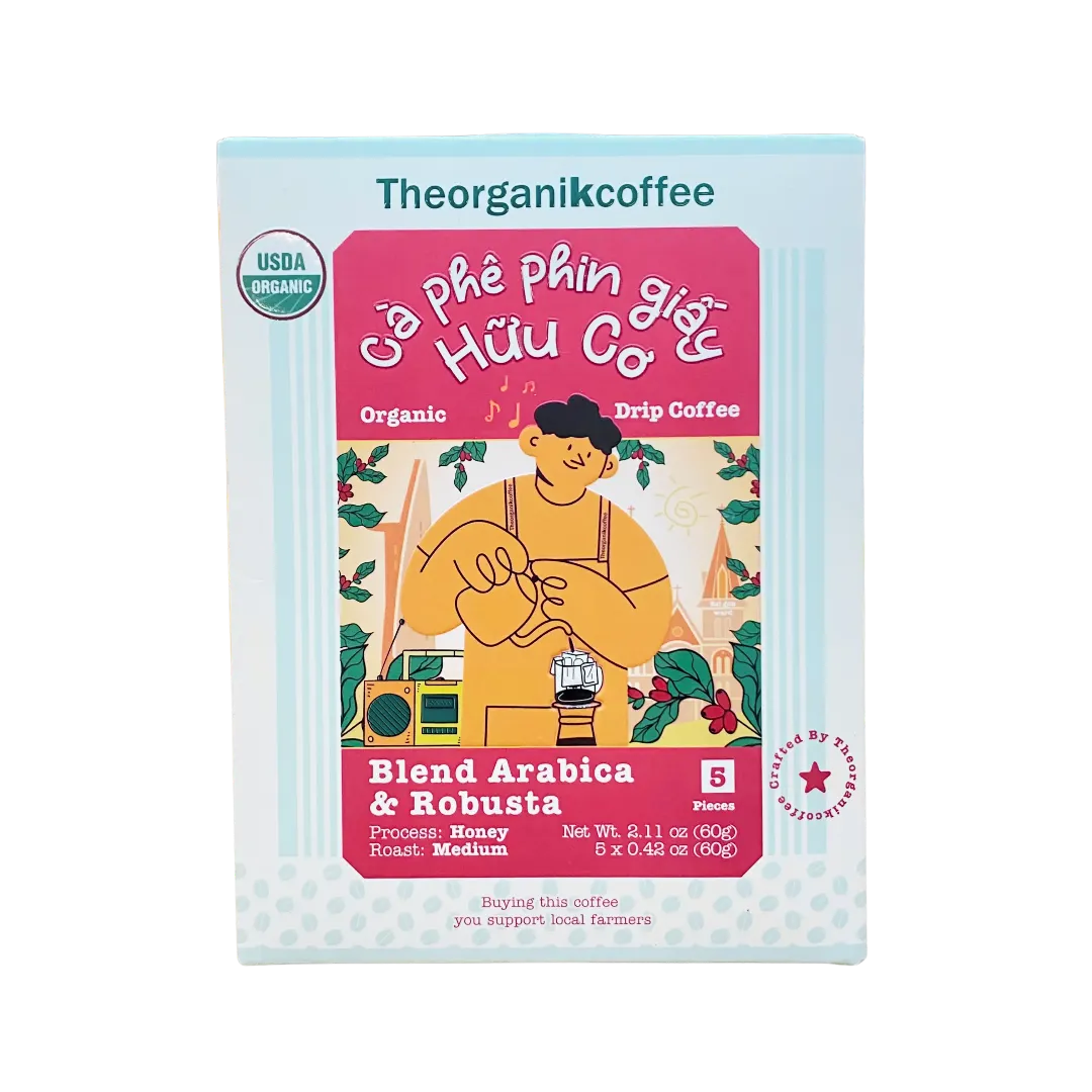 Cà phê phin giấy hữu cơ Blend Arabica, Robusta